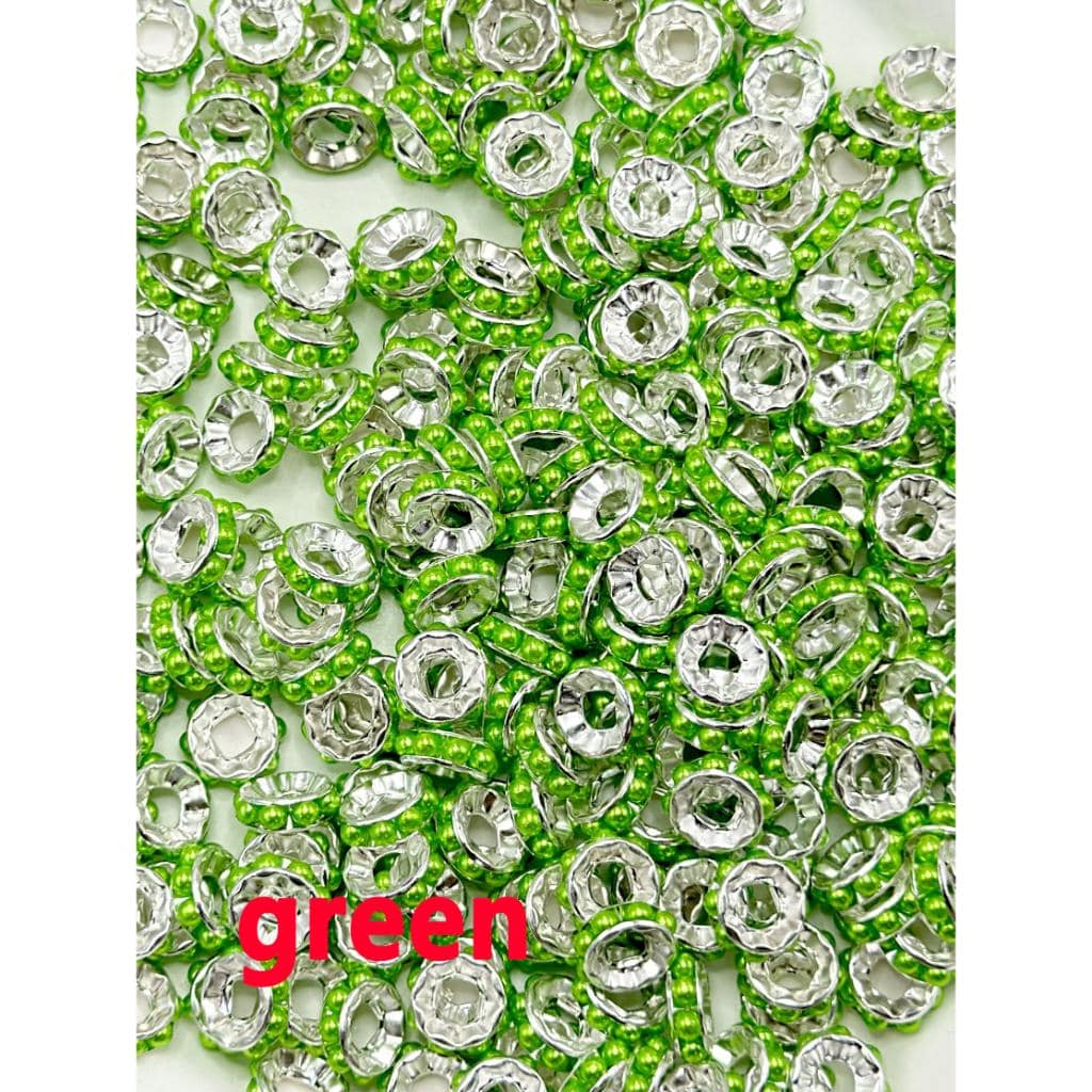 大きな穴のホワイトパール付きラウンドメタルスペーサー、15MM