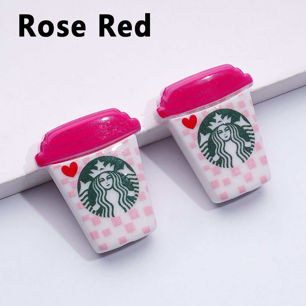 Cute Colorful Prints Starbuc Coffee Cup Acrylic Beads, Around 30*26MM