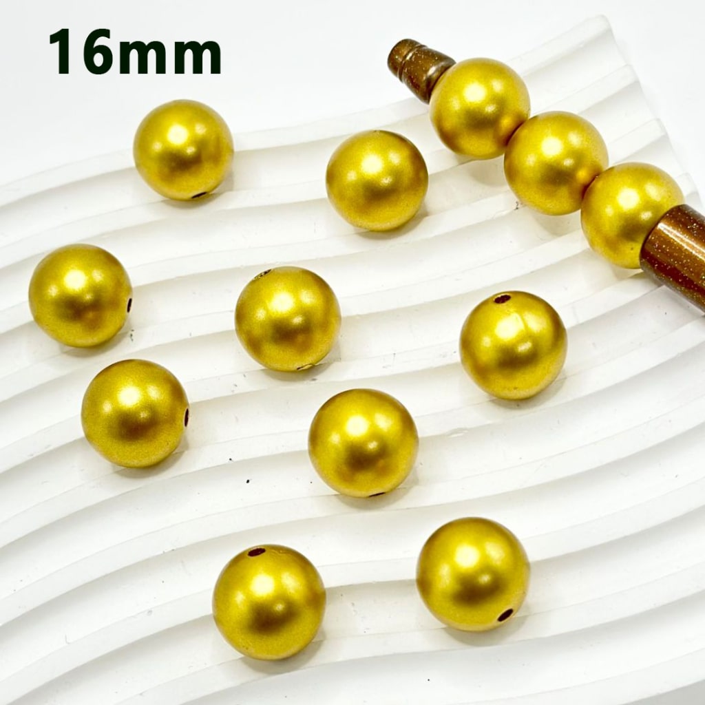 ゴールドシルバーブラックホワイトマットカラーラウンドアクリルビーズ、16MM