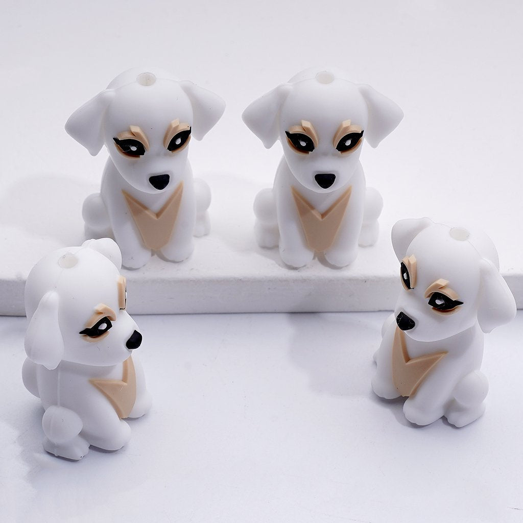 3D Multi-Color Cute Puppies Dogs Silicone Focal Beads