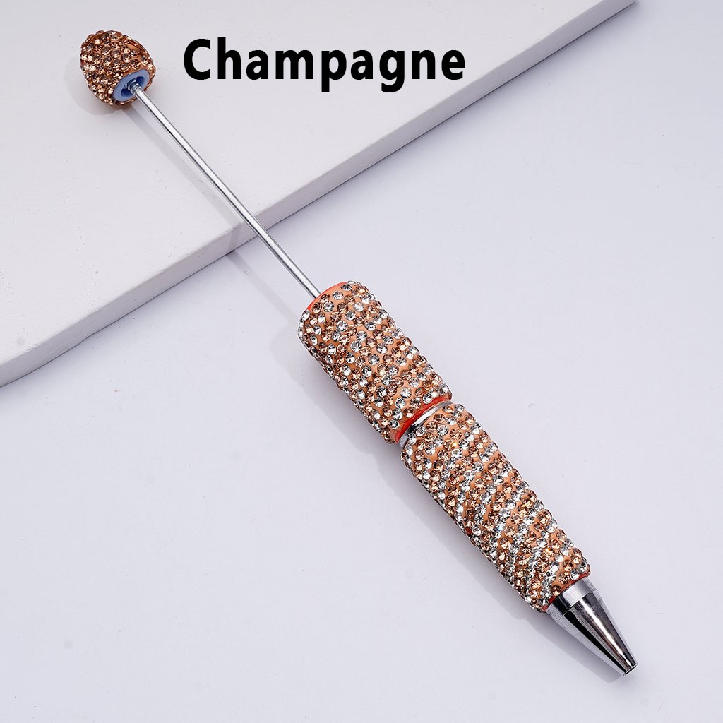 Beadable Clay Pens with Striola Oblique-Stripe Double Color Rhinestones Covered the Entire Pen