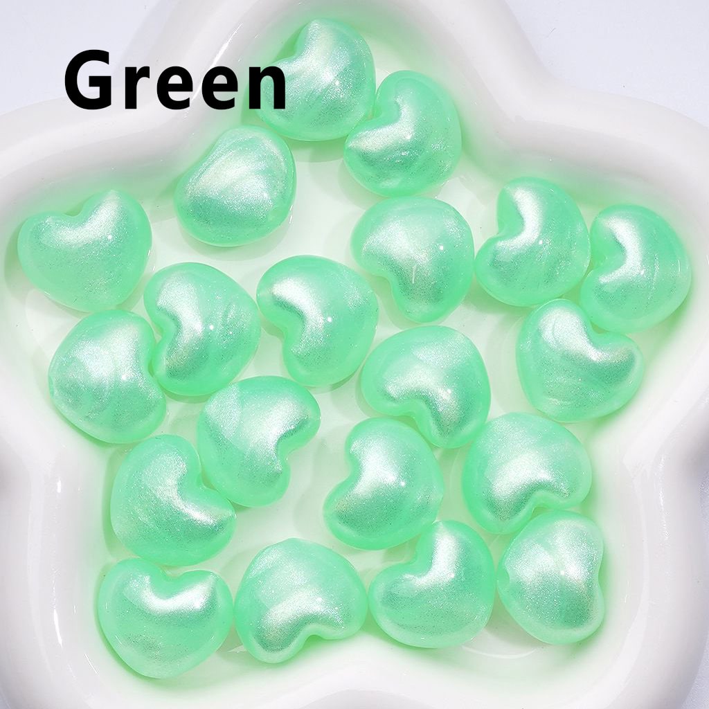 Glossy Shiny Glitter Multi-Color Hearts Acrylic Beads, Around 22*18MM