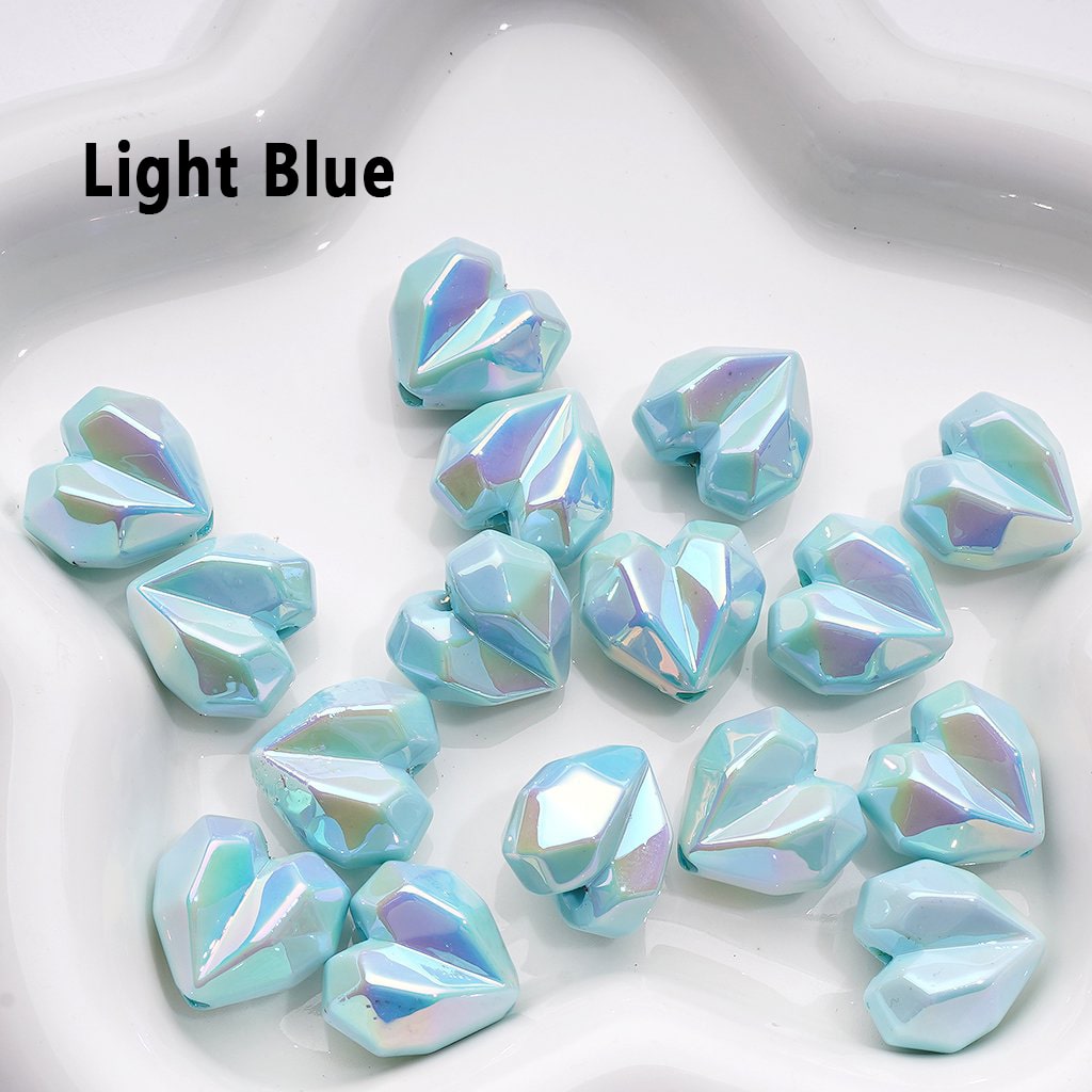 UV Coating Geometric Polyhedron Hearts Acrylic Beads, Around 16*18MM