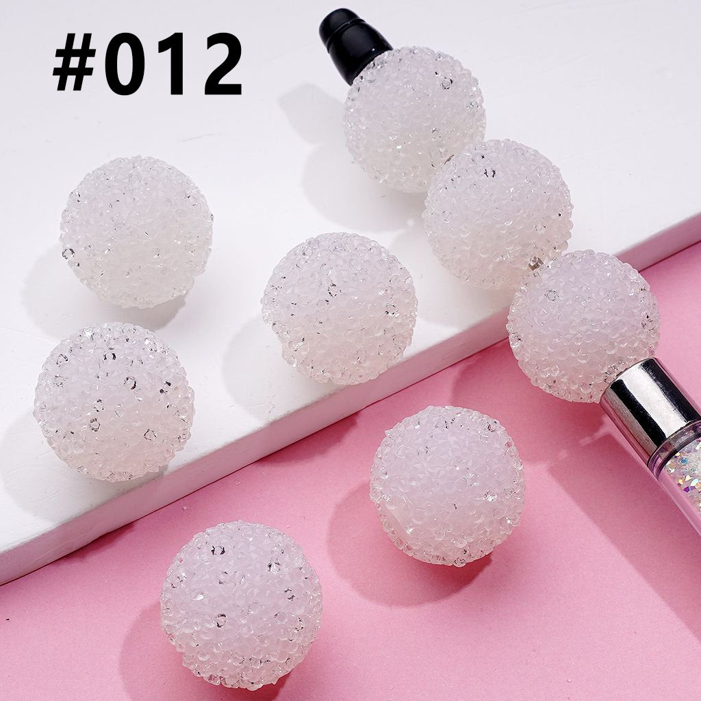 Hard Sugar Beads in Solid Colors Clear Rhinestones Candy Round 20mm