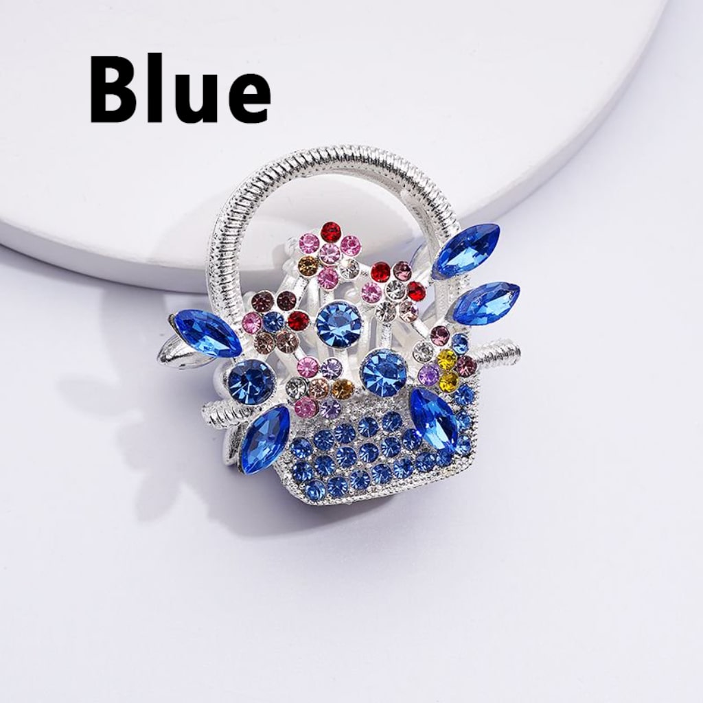 Bling Bling Fancy Silver Alloy Flower Basket Beads with Multi-Color Shiny Rhinestones, Around 37*37MM