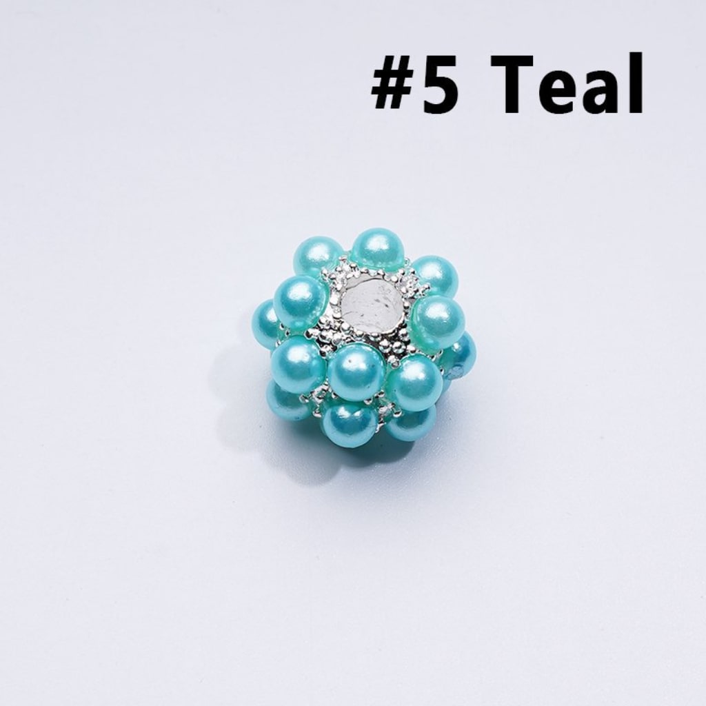 Silver Alloy Balls with Colorful Pearls Acrylic Beads, Random Mix, 16MM