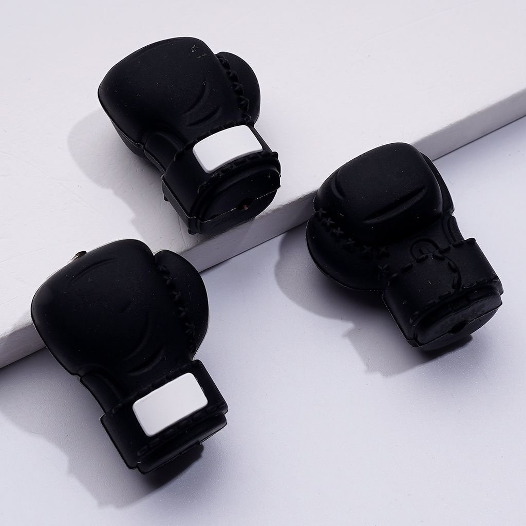 3D Black Red Blue Boxing Gloves Silicone Focal Beads