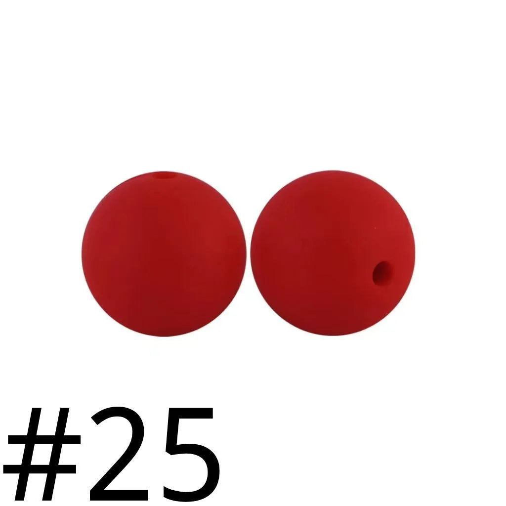 Silicone Beads, Solid Colors, 15 mm