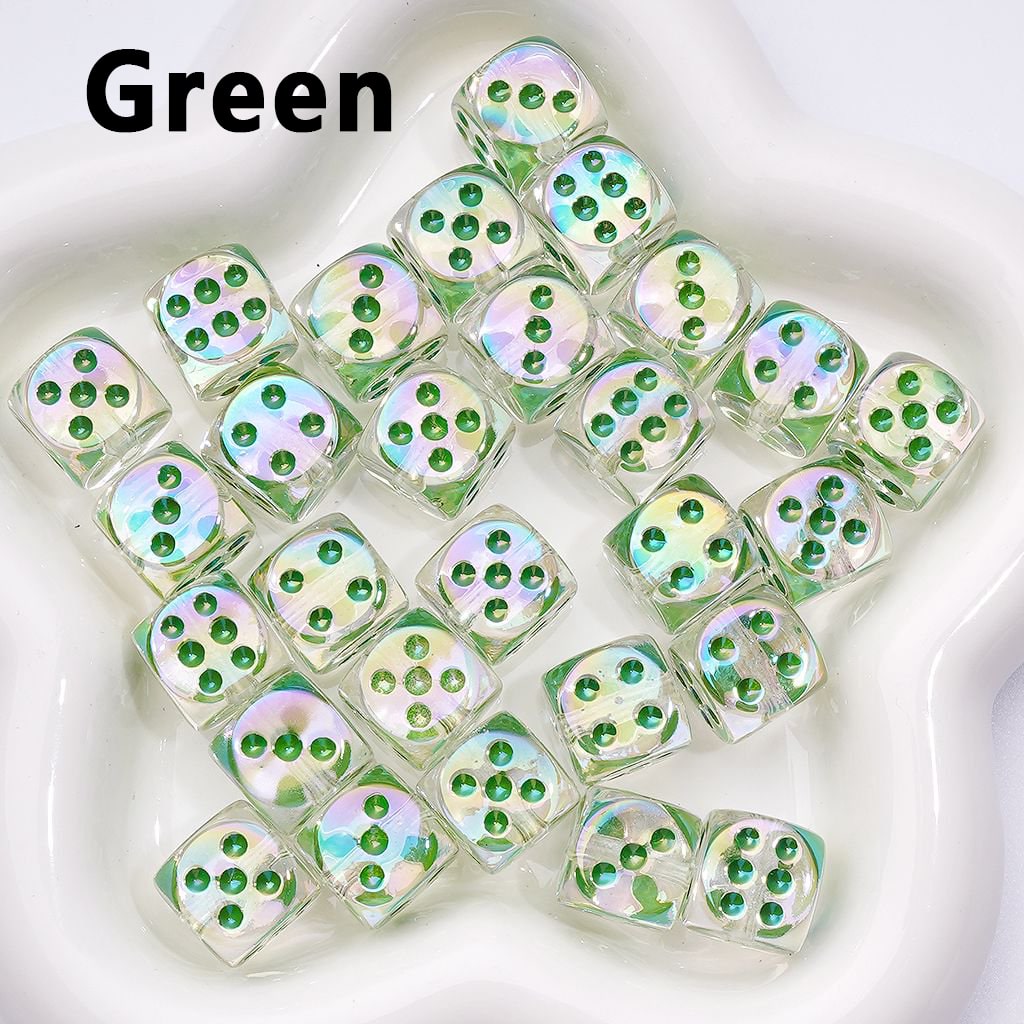 UV Coating Translucent Color Dice Shape Acrylic Beads, Around 14MM