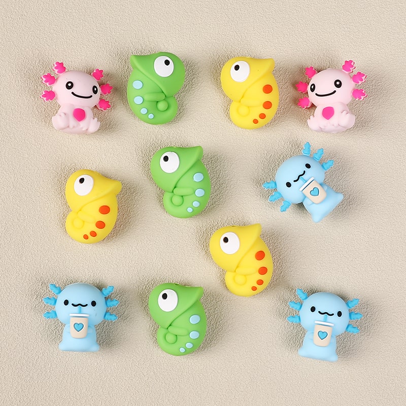 Silicone Focal Beads 3D Cute Axolotl Chameleon
