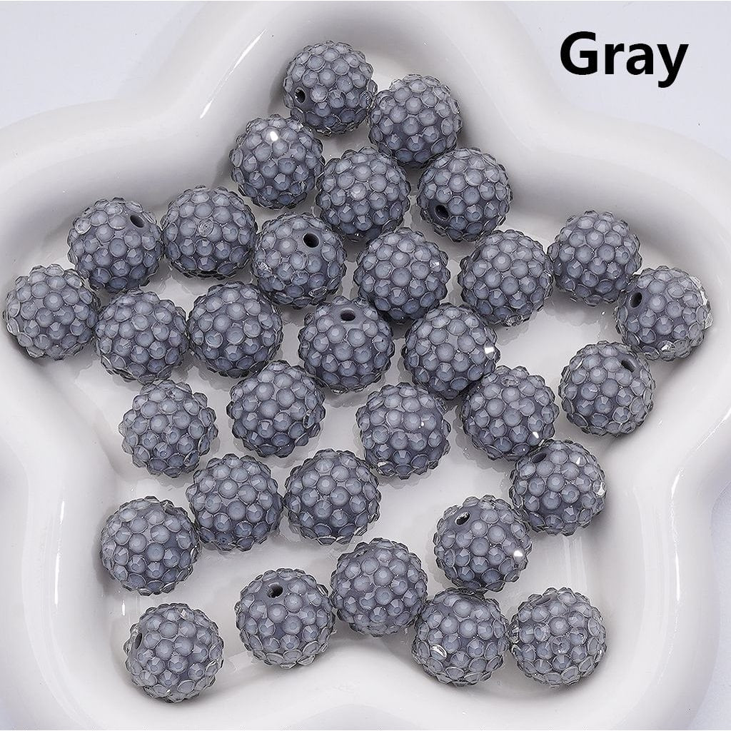 Clear Color Rhinestones Waxberry Ball Round Acrylic Beads, 16MM