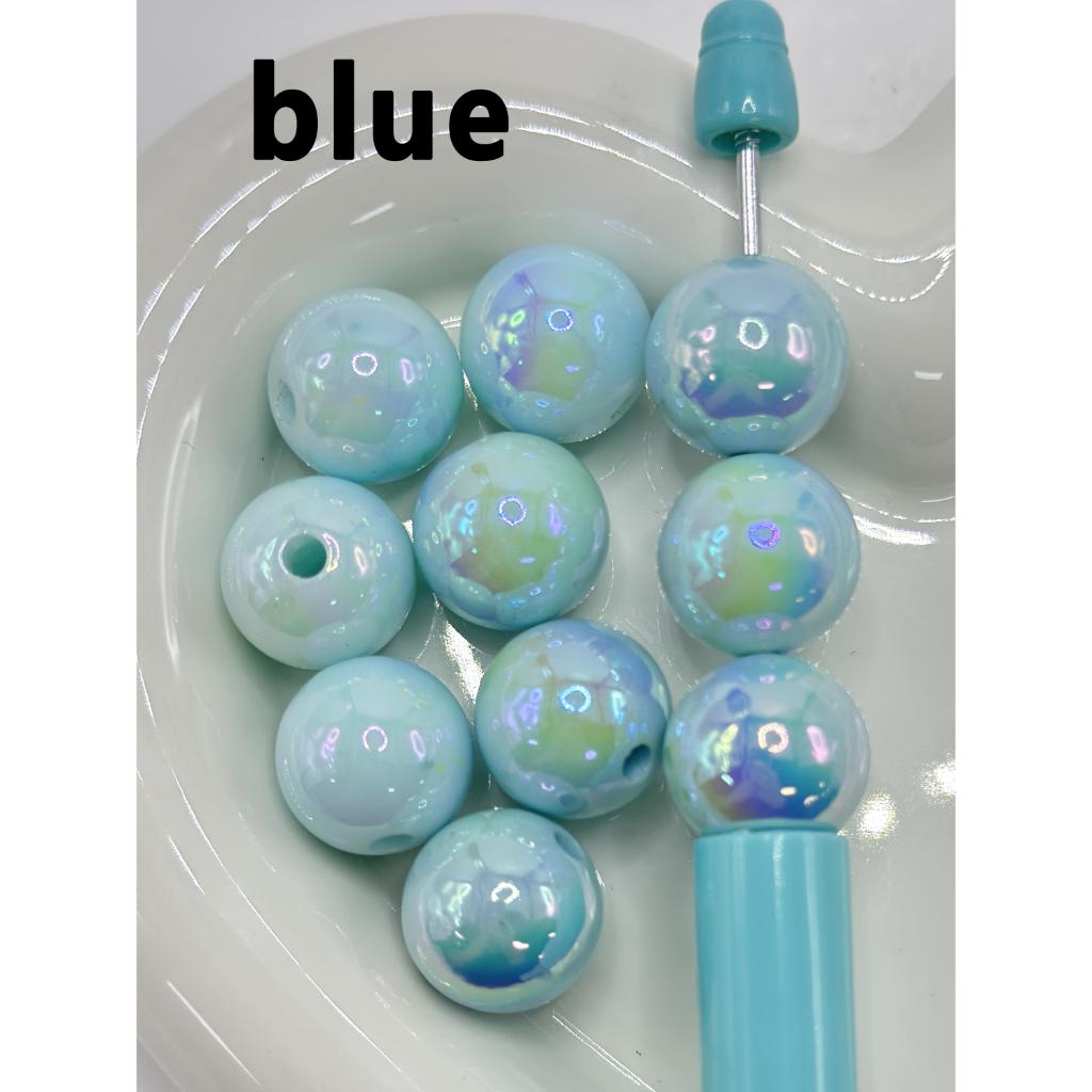 キャンディーカラー パステルカラー アクリルビーズ UV メッキ 暗闇で光る 16mm ランダムミックスカラー YT
