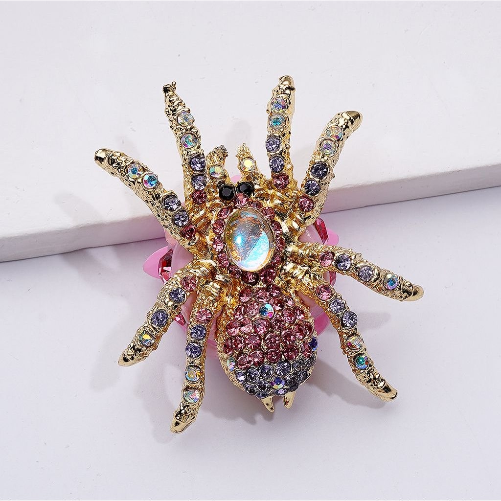 Exquisite Fancy Gold Alloy Spider with Shiny Rhinestones White Pearls Cute Hearts Butterflies Clay Beads, Around 40*44MM