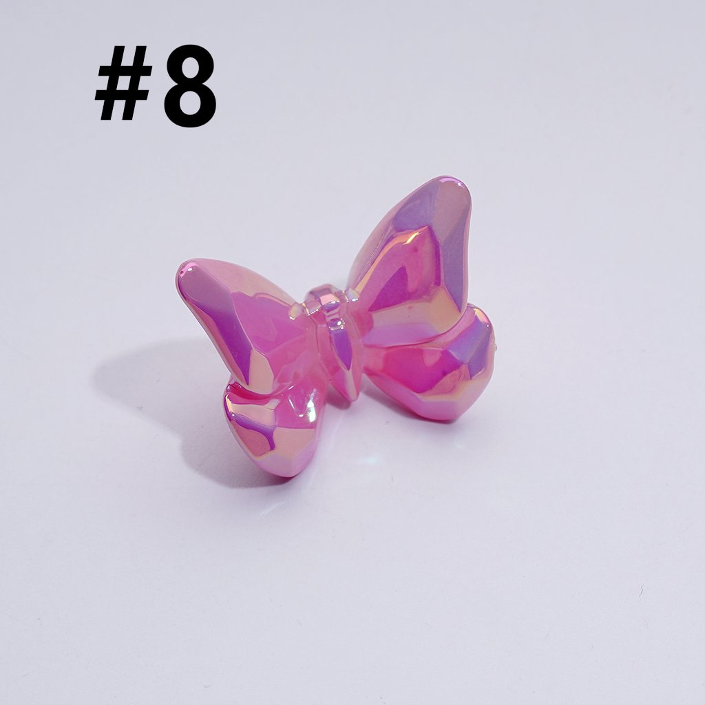 UVコーティング マルチカラー 眩しい蝶 アクリルビーズ 約24×20mm