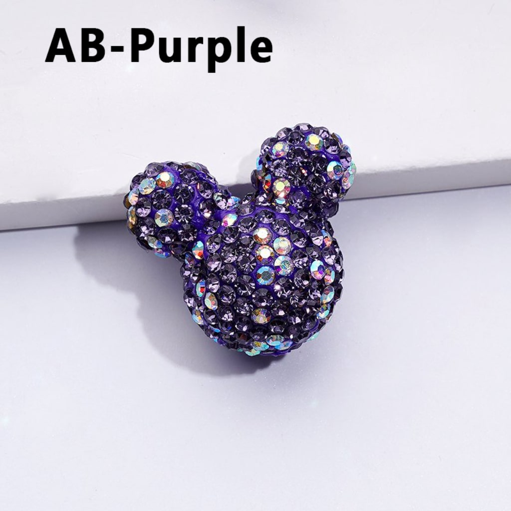 Vivid Cute Micke Minni Mouse Head Clay Beads with Multi-Color & AB Rhinestones, 22*24*17MM