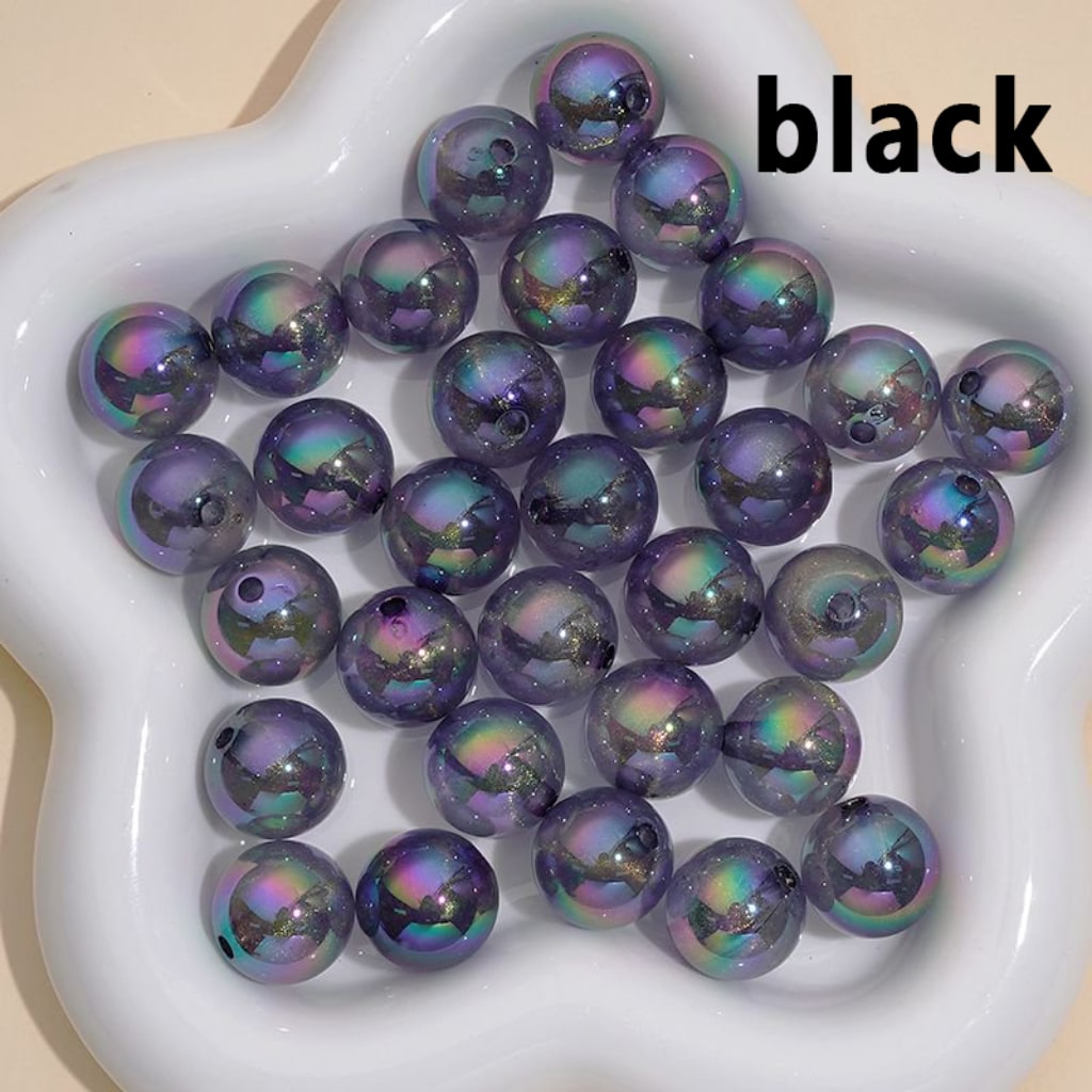 Luminous UV Coating Translucent Glitter Colorful Round Acrylic Beads, 16MM