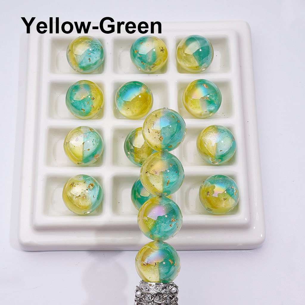 Large Double Color Resin Heart Gold Foil Paper Inside Clear Round Acrylic Beads, 16MM, Random Mix
