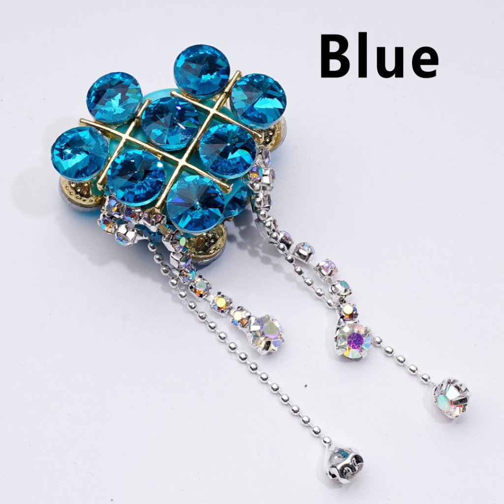 Exquisite Fancy Gold Alloy Heart with Shiny Rhinestones Chains Pendants Glitter Flowers Clay Beads, Around 34*28*18MM