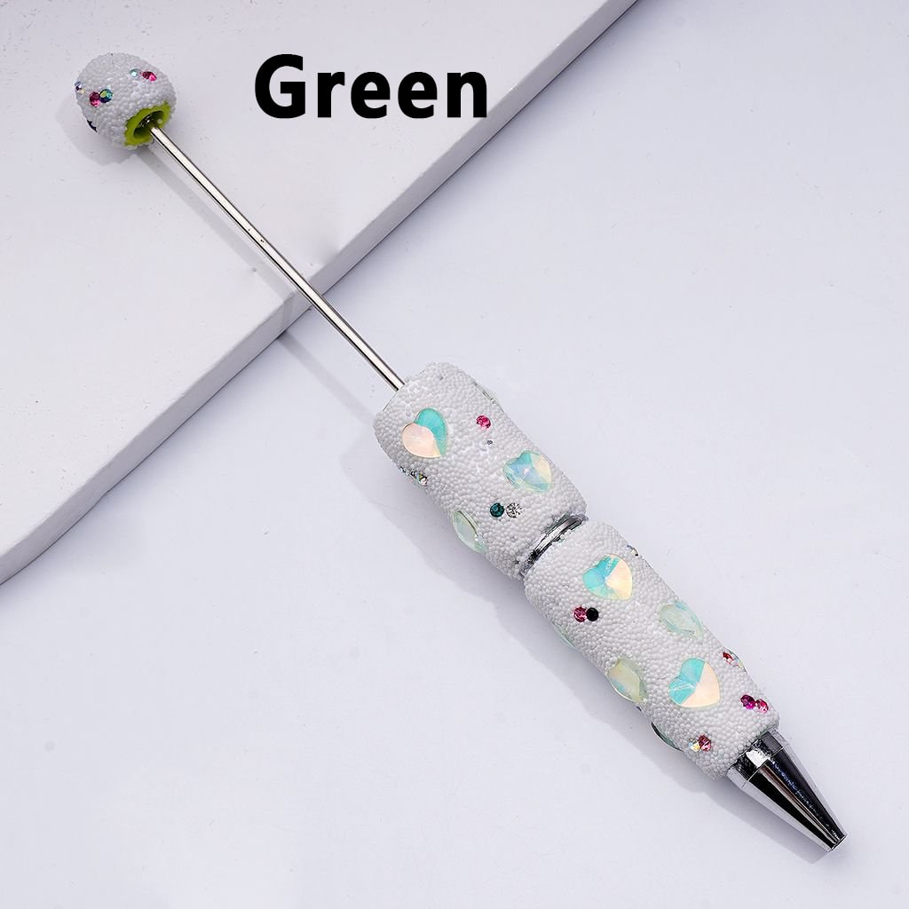Beadable Jelly Color Hearts Shiny Rhinestones Mini White Snow Balls Clay Pen