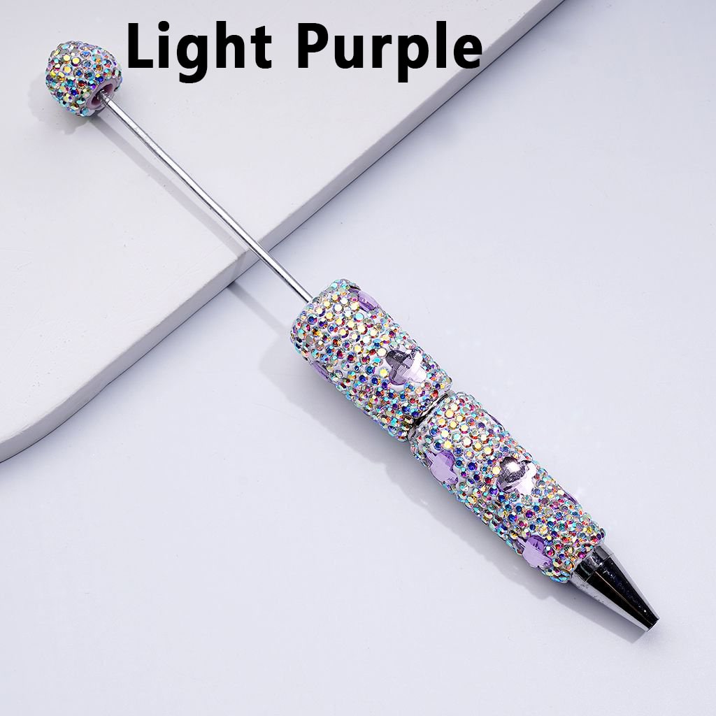 Beadable Clay Pens with Cute Shiny Four-Leaf Clover AB Rhinestones Covered the Entire Pen
