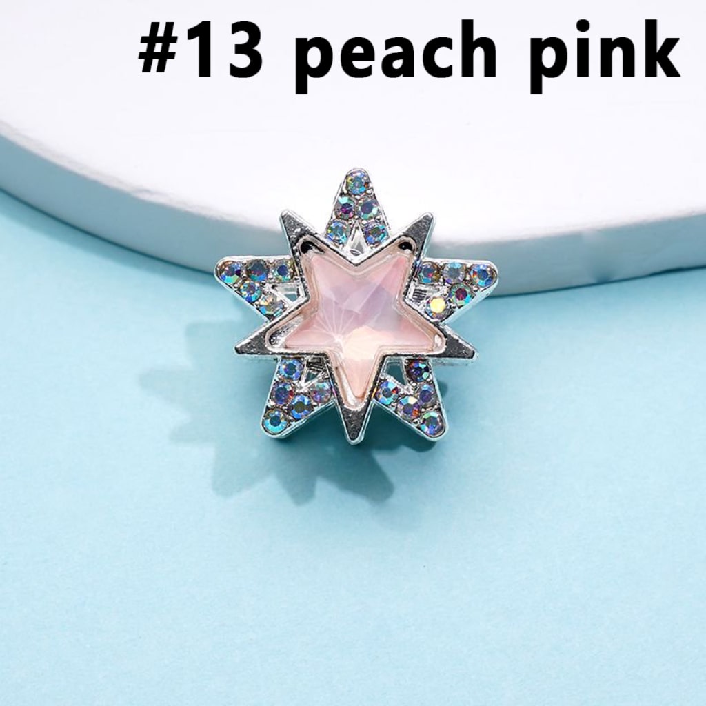 Bling Bling Silver Alloy Stars with Colorful Stars Mini AB Rhinestones Beads, Around 20MM
