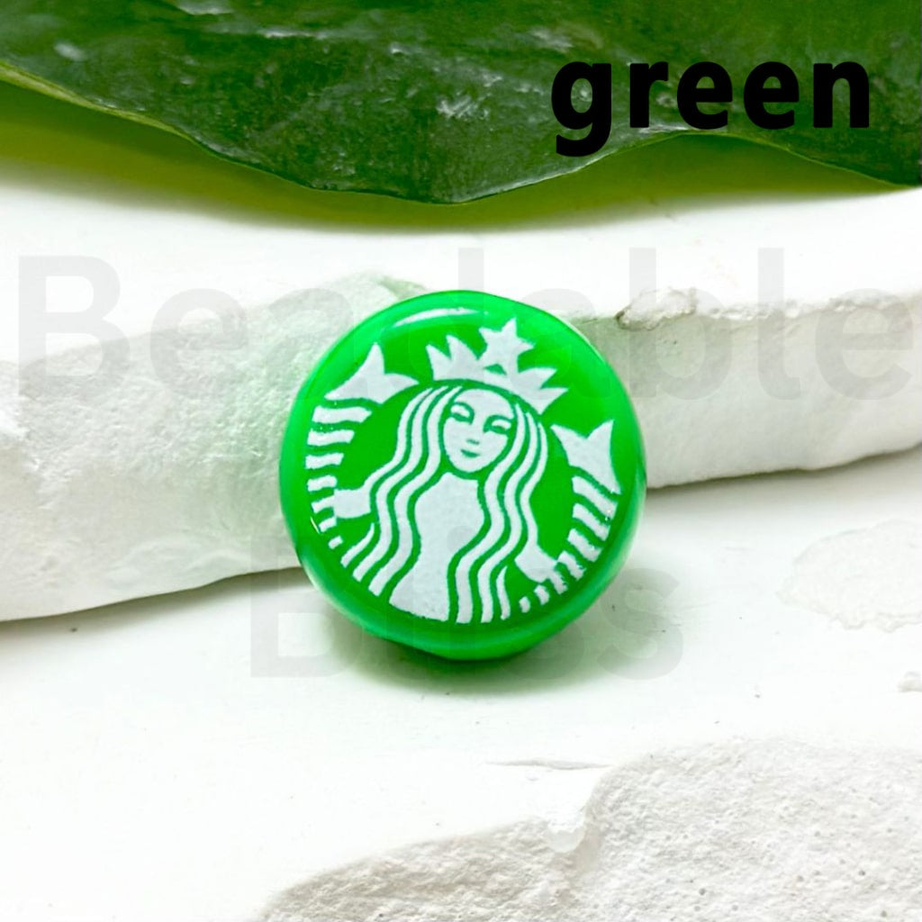 コーヒーラウンドサインフラットアクリルビーズ17mm