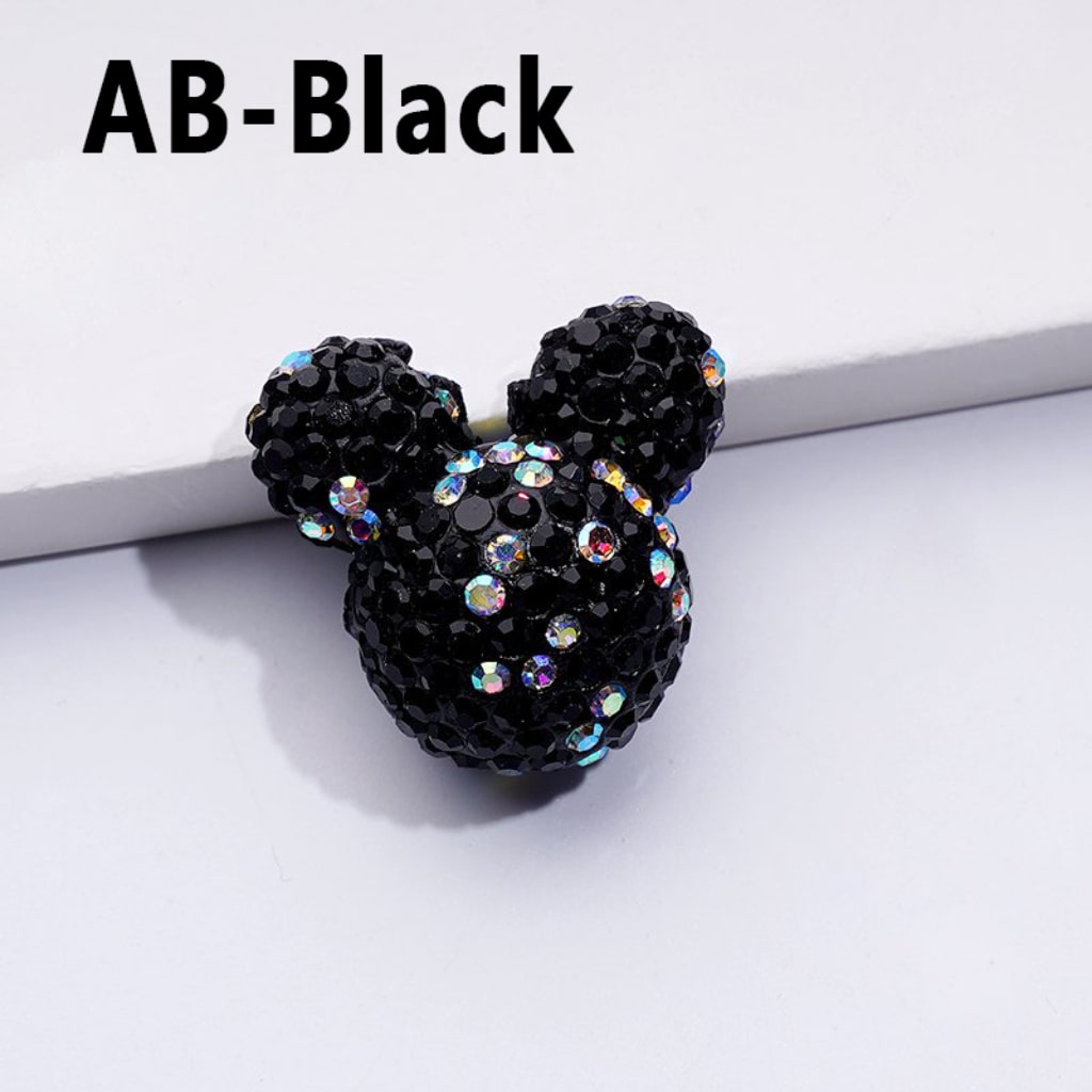 Vivid Cute Micke Minni Mouse Head Clay Beads with Multi-Color & AB Rhinestones, 22*24*17MM