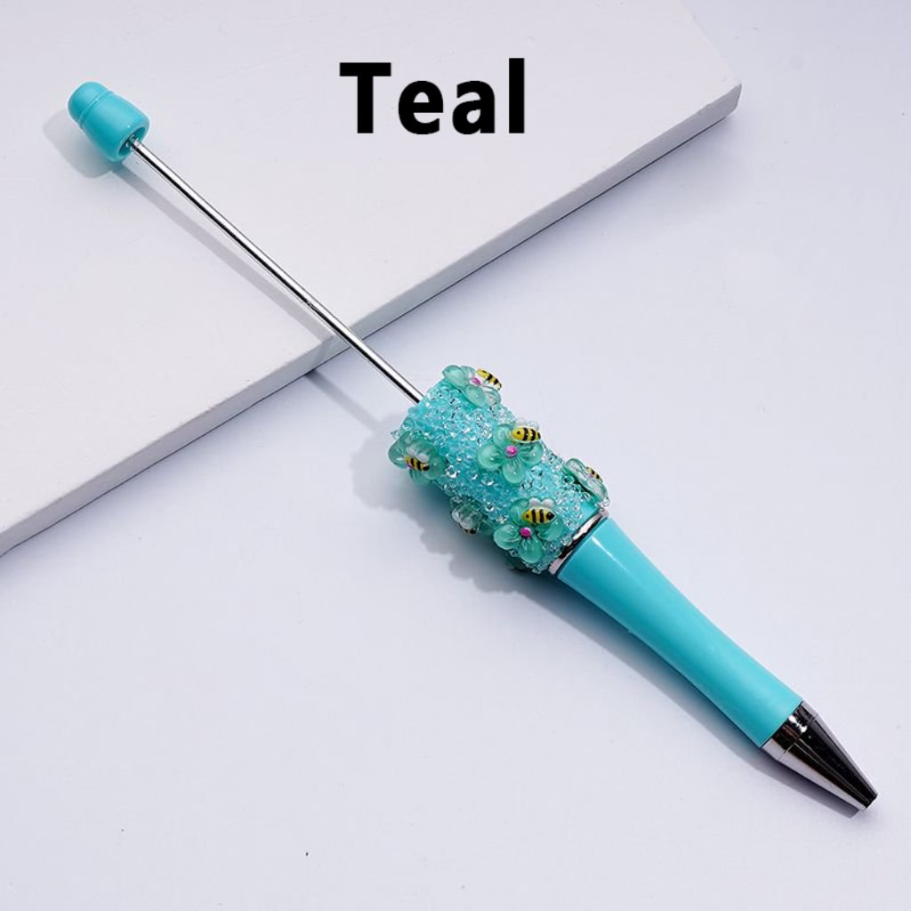 Beadable Pens with Mini Cute Bees Flowers Clear Sugars in Solid Color