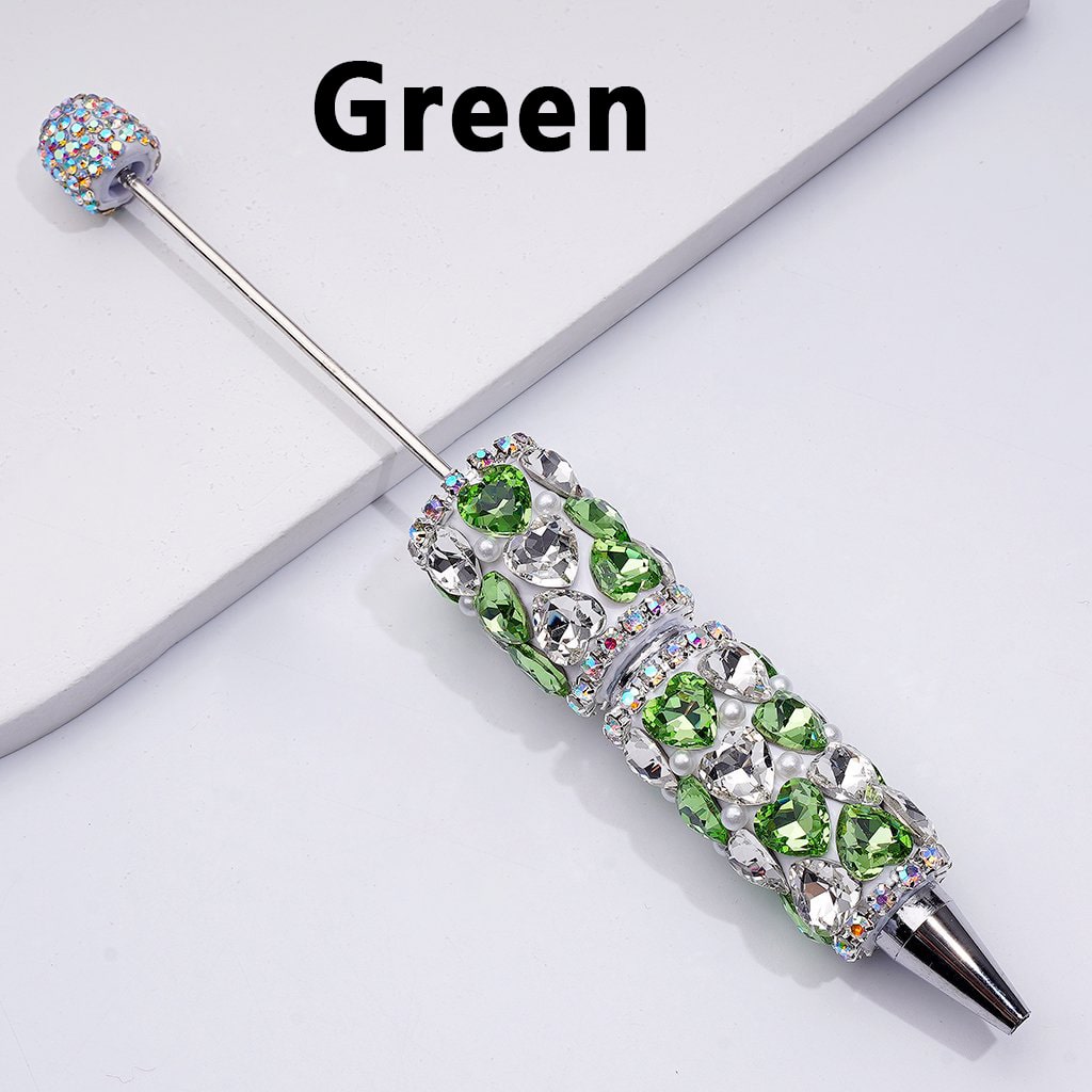Beadable Clay Pens with Multi-Color Shiny Hearts White Pearls Mini AB Rhinestones Chains