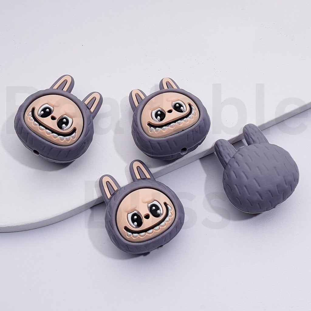 3D Cute Vivid Labub Monster Head Pop Mar Silicone Focal Beads