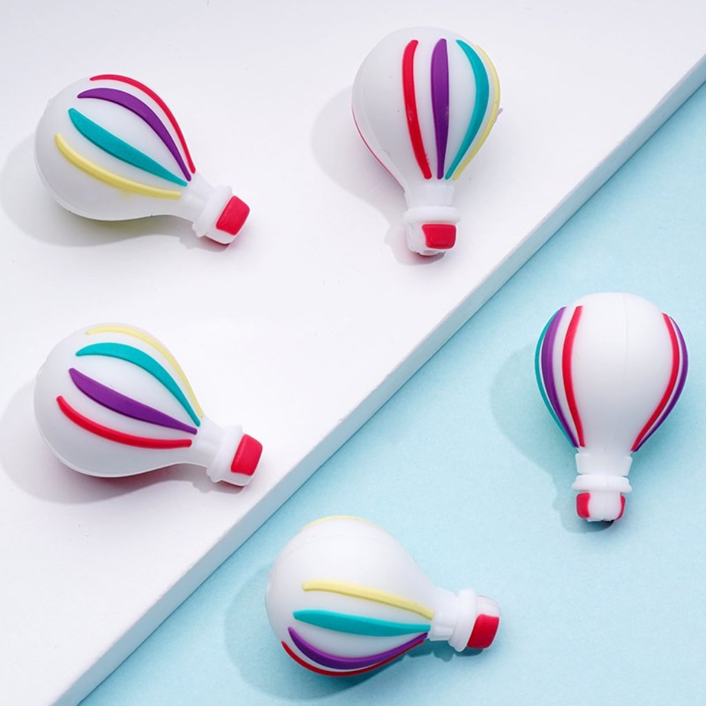 3D Mini Cute Colorful Stripes Hot Air Balloons Silicone Focal Beads