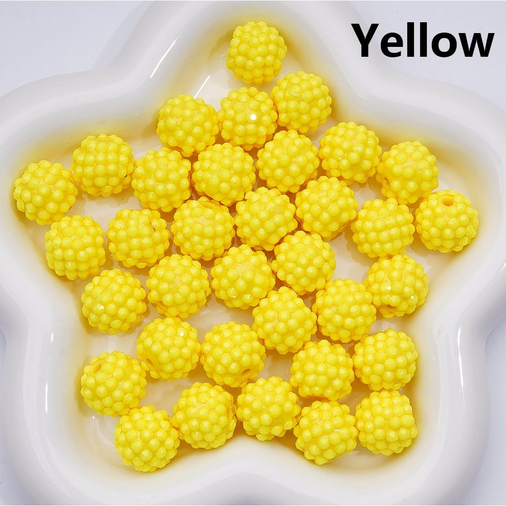 Solid Color Rhinestones Waxberry Ball Round Acrylic Beads, 16MM