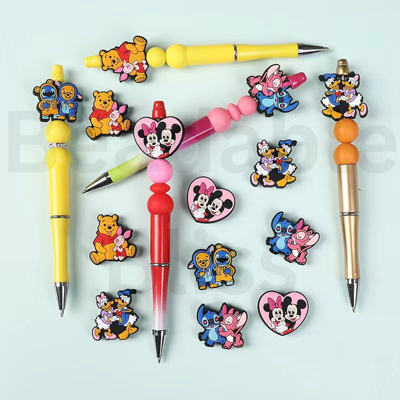 Silicone Focal Beads Cute Disne Cartoons Stitc Winni the Pooh Ange Micke Minni Pigle Donal Duck Dais
