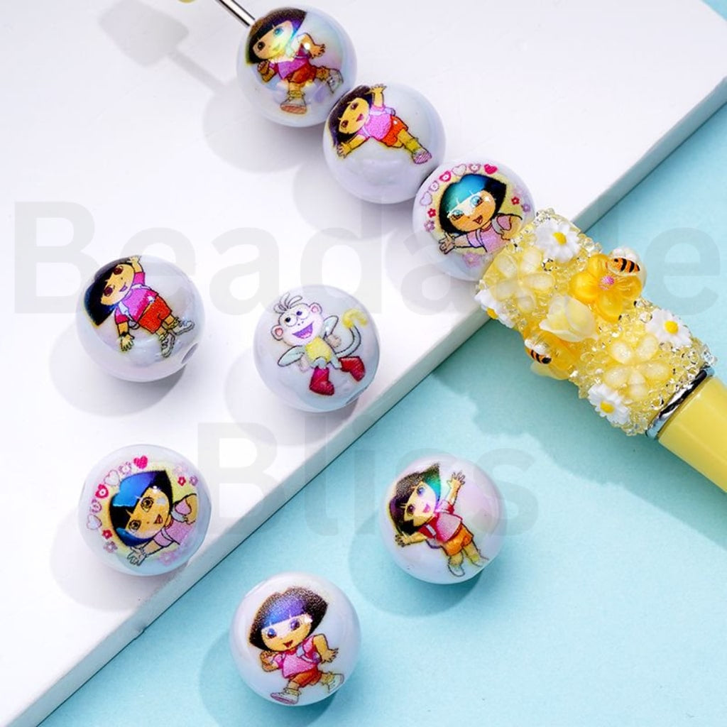 UV Coating Dor the Explore Design White Round Acrylic Beads, 16MM, Random Mix