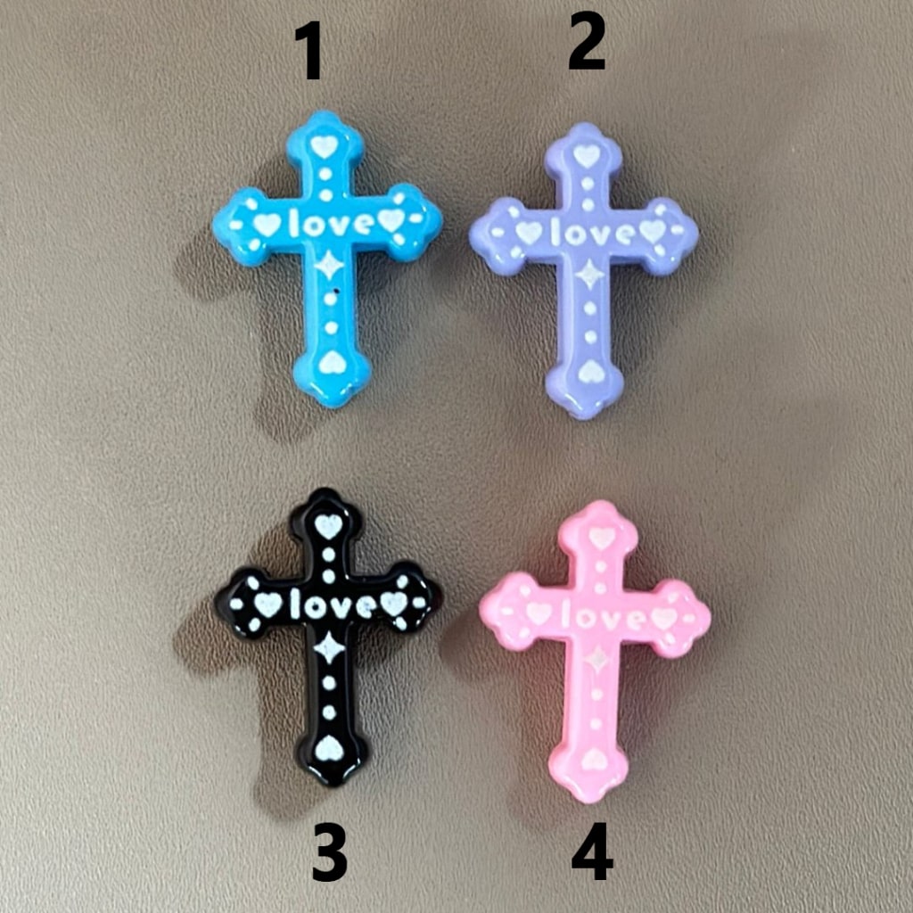 ミニかわいいラブクロスアクリルビーズ(単色)、約26×20mm、説明をお読みください。