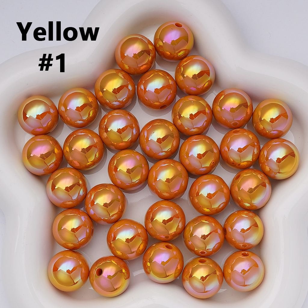 UV Coating Shiny Solid Color Round Acrylic Beads, 16MM
