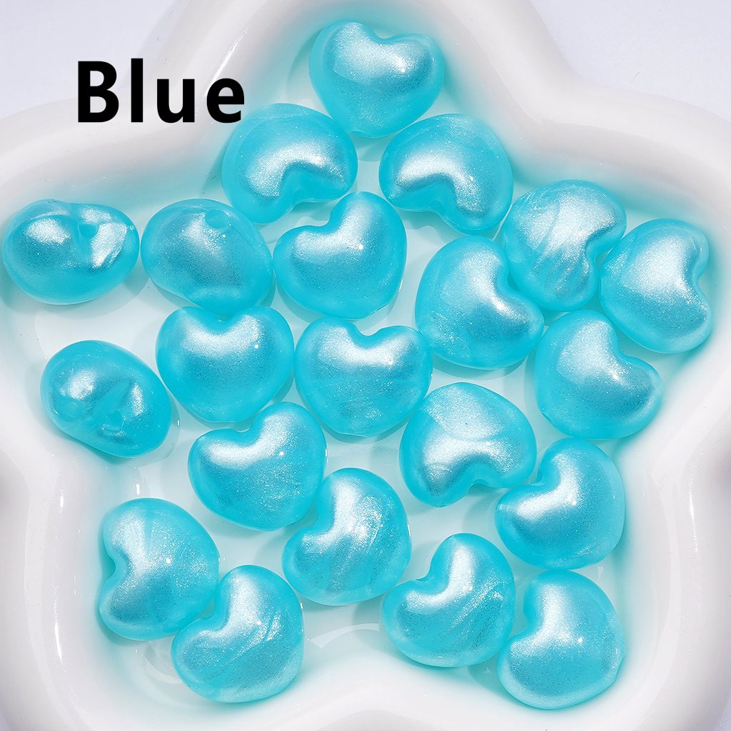 Glossy Shiny Glitter Multi-Color Hearts Acrylic Beads, Around 22*18MM