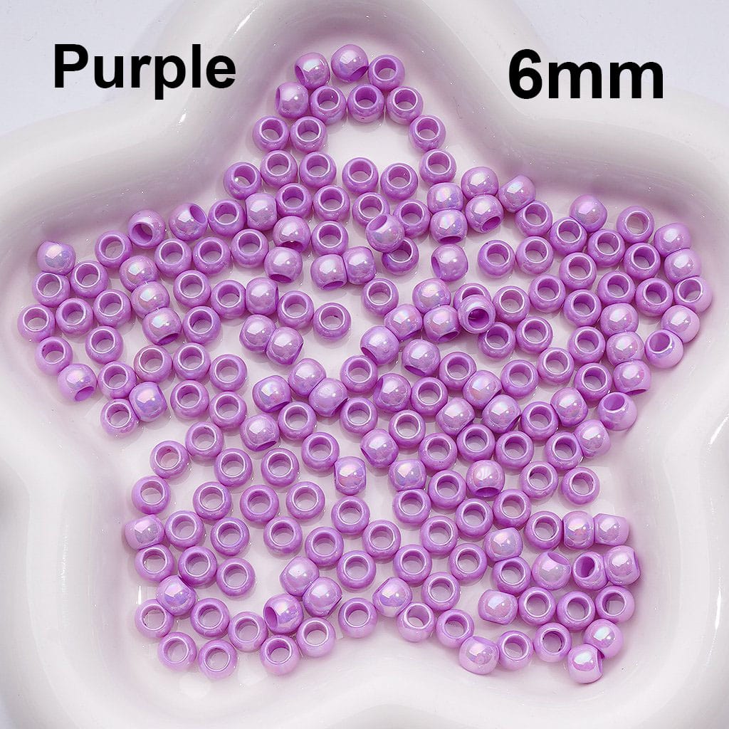 UV Coating Mini Seed Acrylic Beads Spacer with Large Hole, 6MM, Random Mix (Can be Used for Pen)