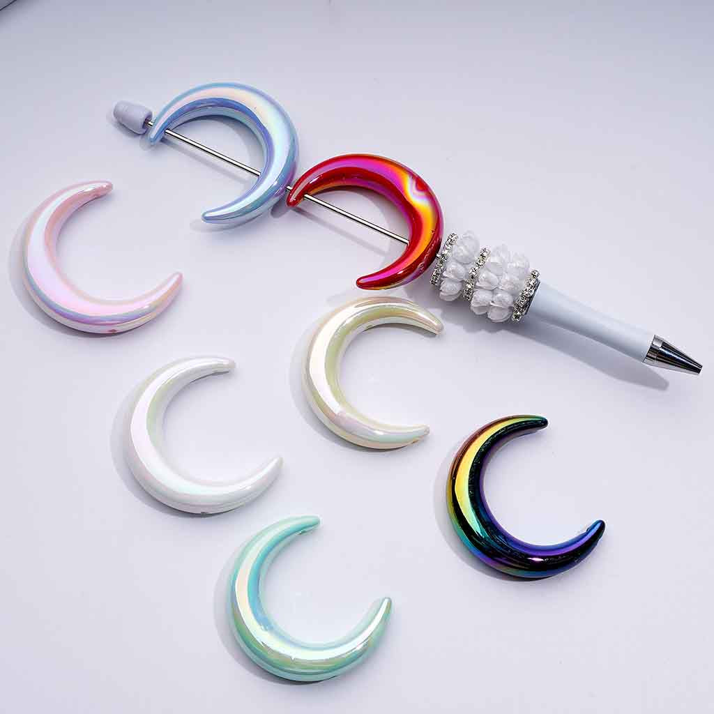 Moon Acrylic Beads, Pastel Color, Glow in the Dark Luminous, 40mm by 46mm, JD, Please Read the Description