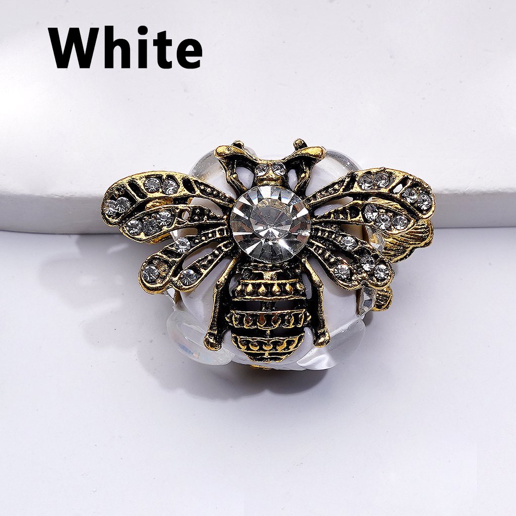 Cute Fancy Copper Alloy Bee with Shiny Rhinestones Clear Oval Pearls Clay Beads, Around 26*34MM