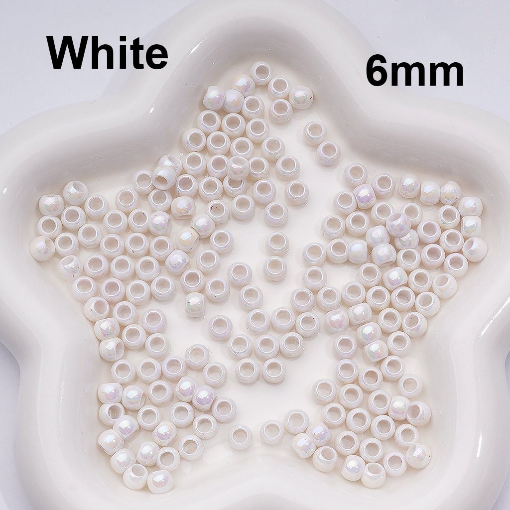 UV Coating Mini Seed Acrylic Beads Spacer with Large Hole, 6MM, Random Mix (Can be Used for Pen)