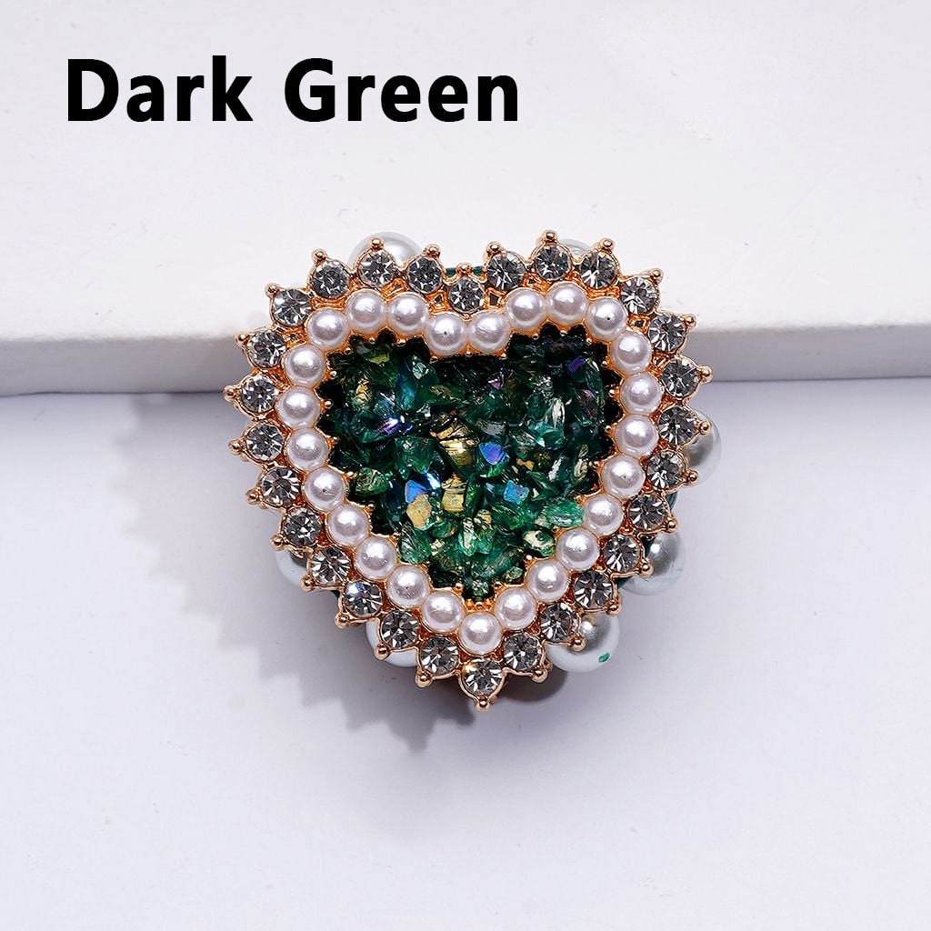 Bling Bling Fancy Gold Alloy Heart with Shiny Rhinestones White Pearls Mini Stones Rocks Clay Beads, Around 28*28*13MM