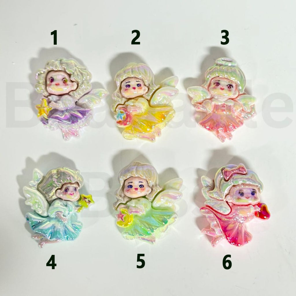 UV Finish Bling Bling Cute Angel Girl Princess with Wings Acrylic Beads, Around 30*24MM