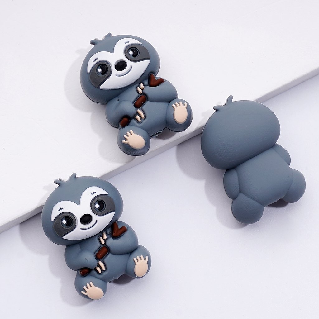 3Dのかわいいナマケモノのシリコン製フォーカルビーズ