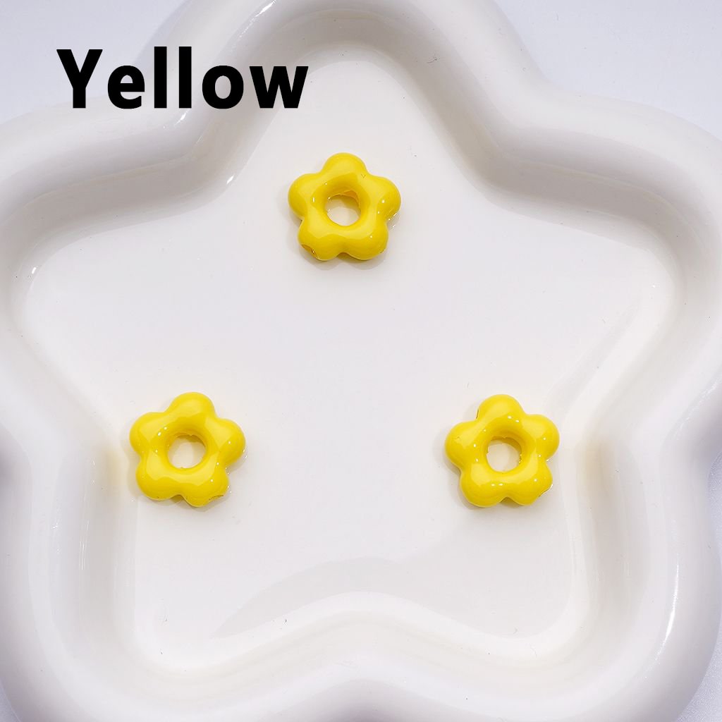 Solid Color Mini Cute Flowers with Large Hole Acrylic Beads, Around 20MM