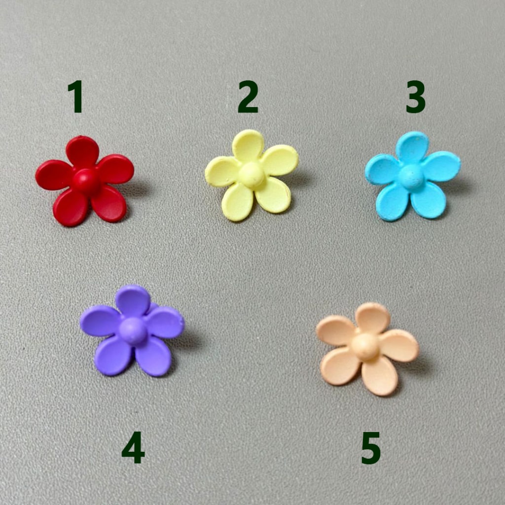 Mini Cute Colorful Flowers with a Small Ring Loop Acrylic Beads, 15MM, Please Read the Description