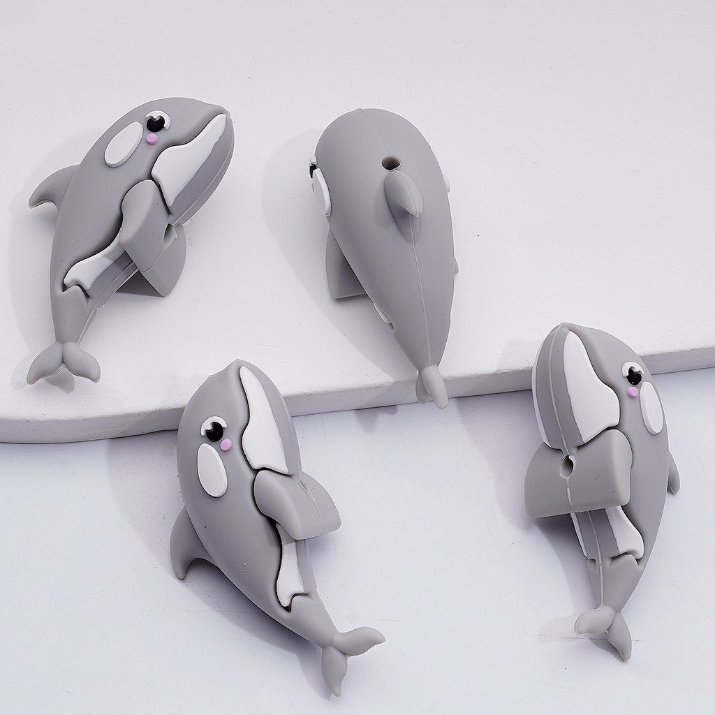 3D Multi-Color Cute Dolphins Silicone Focal Beads