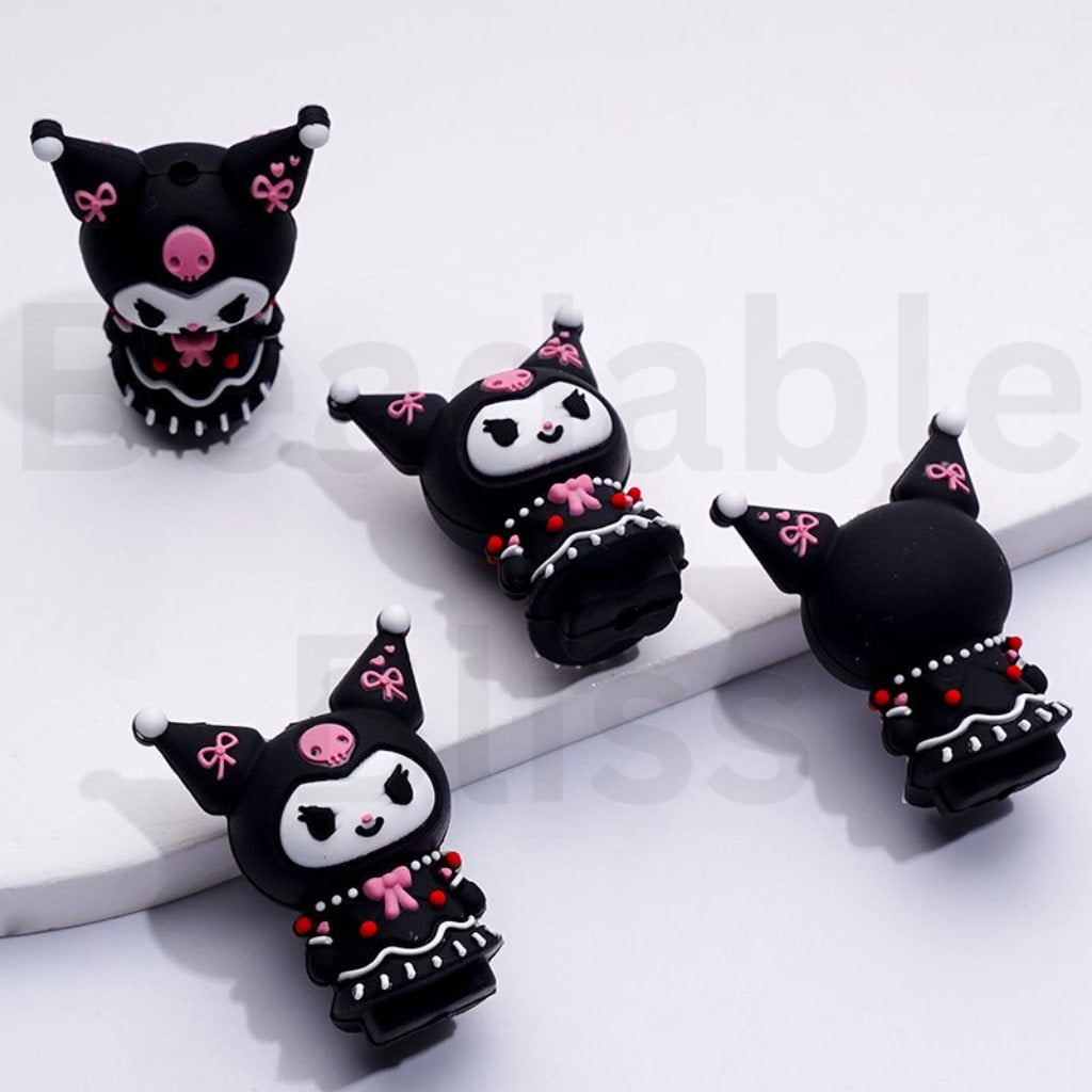 3D Cute Sanri Family Cartoon Characters Kurom Melod HK Kitten Cinnamorol Silicone Focal Beads