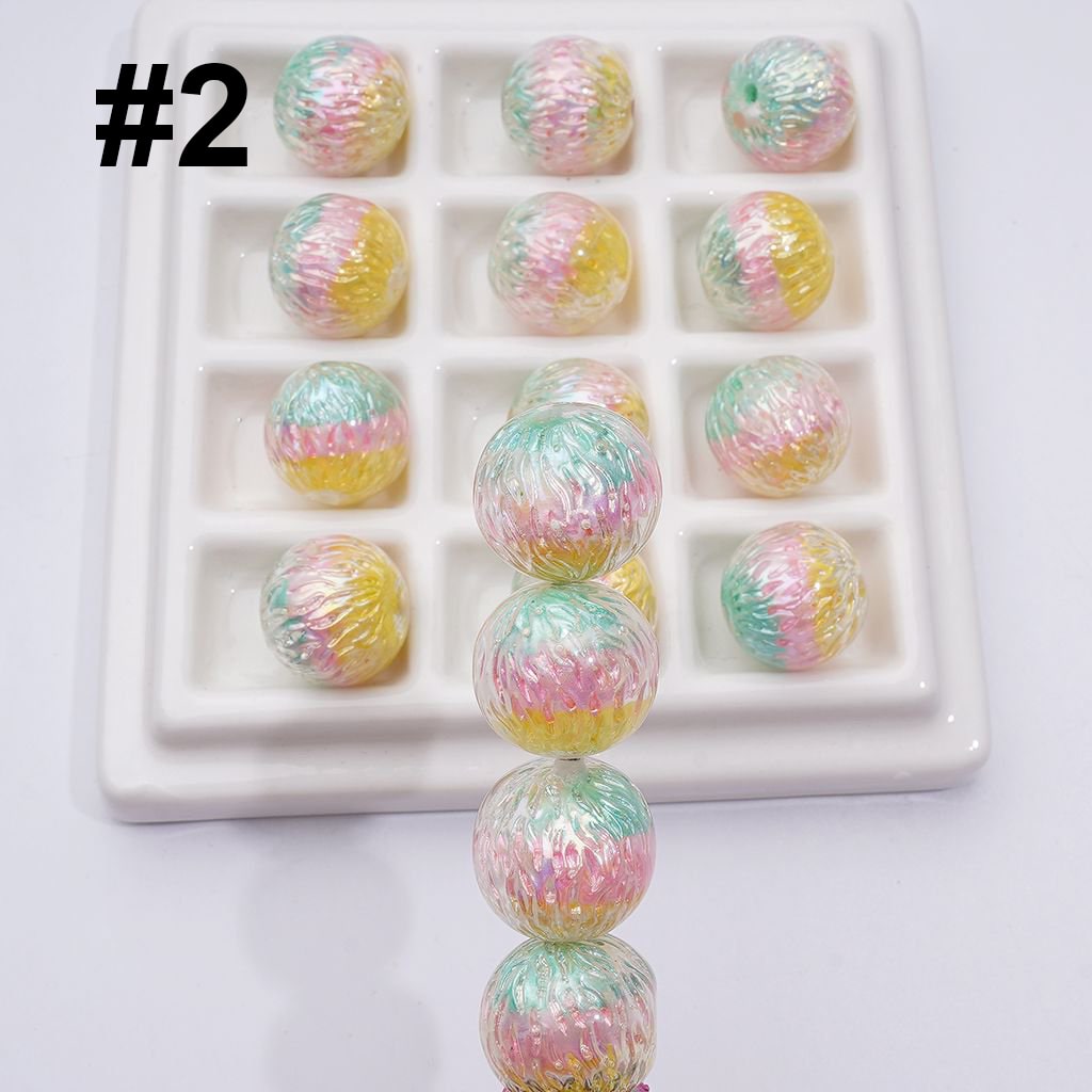 Shiny Trichromatic Cracks Inside Round Acrylic Beads, 16MM