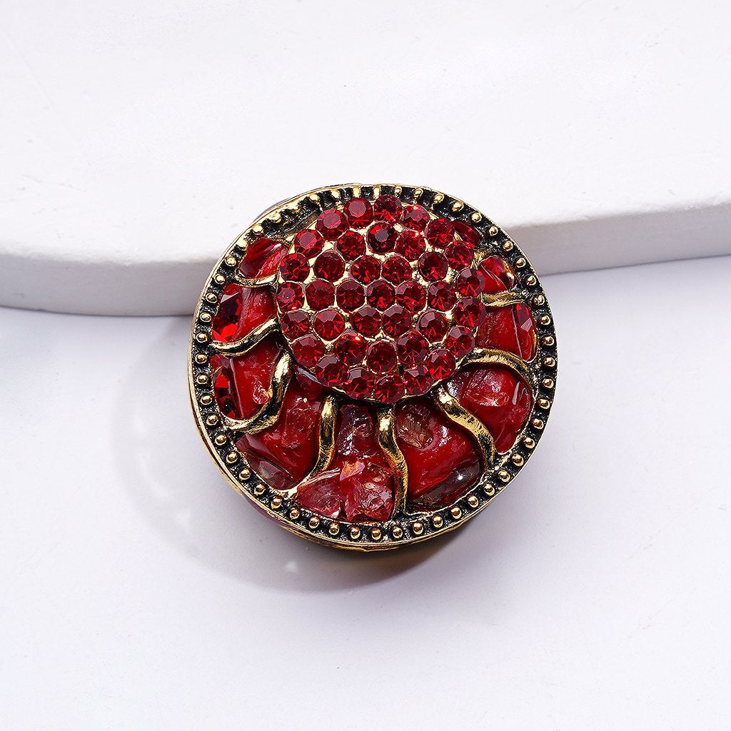 Delicate Fancy Gold Alloy Ring with Shiny Rhinestones Oval Pearls Clay Beads, Around 24MM